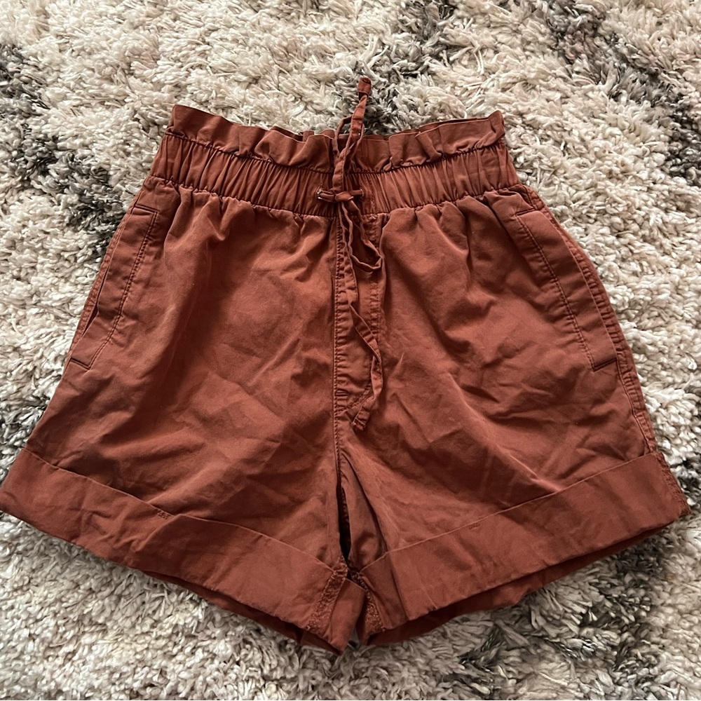Abercrombie Brown Orange High Waist Paper Bag Shorts XS